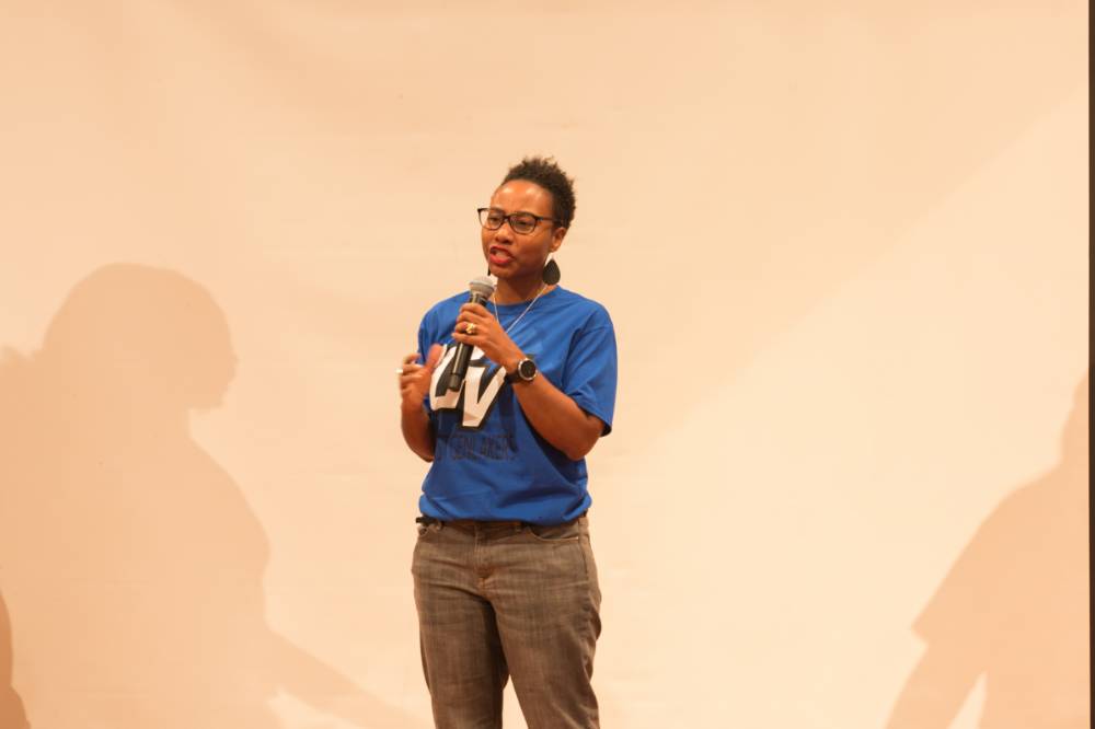 Image of Aliya from TRIO Teacher Prep giving opening remarks